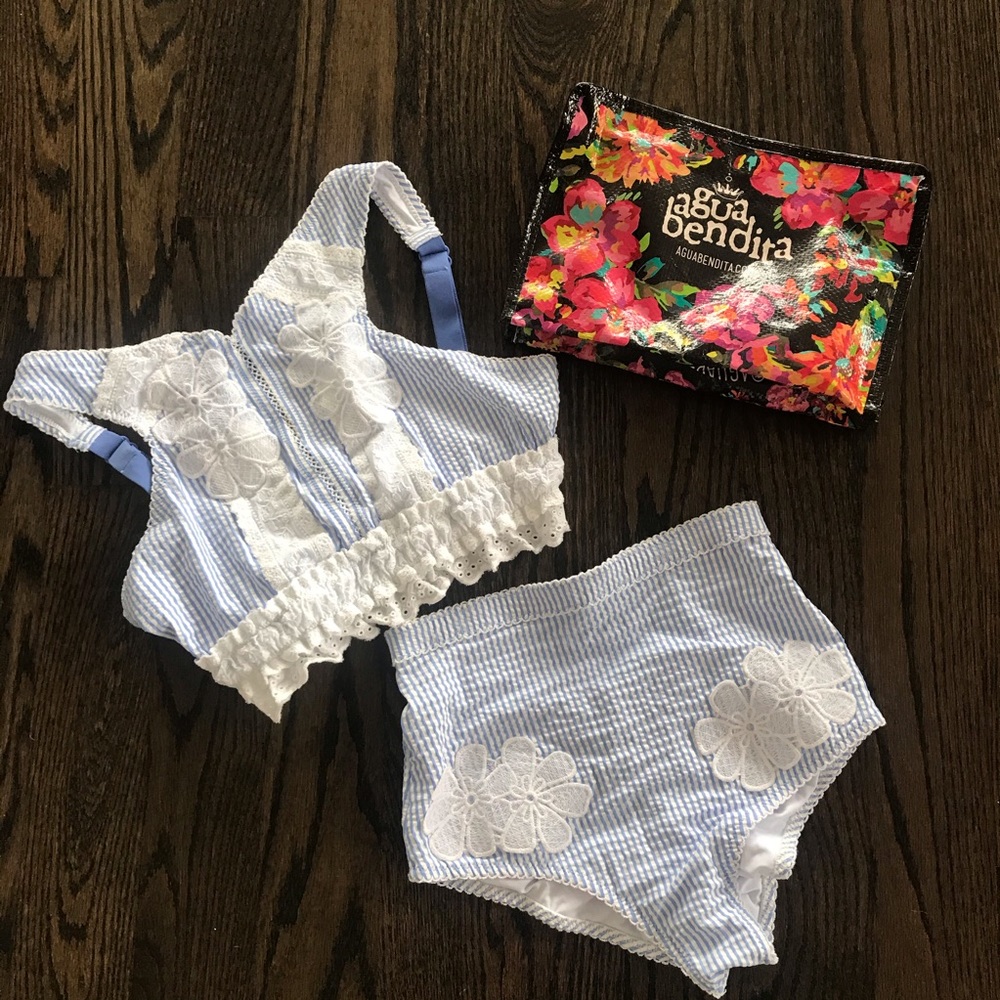 Agua Bendita Adult Seersucker Two-Piece Swim Suit